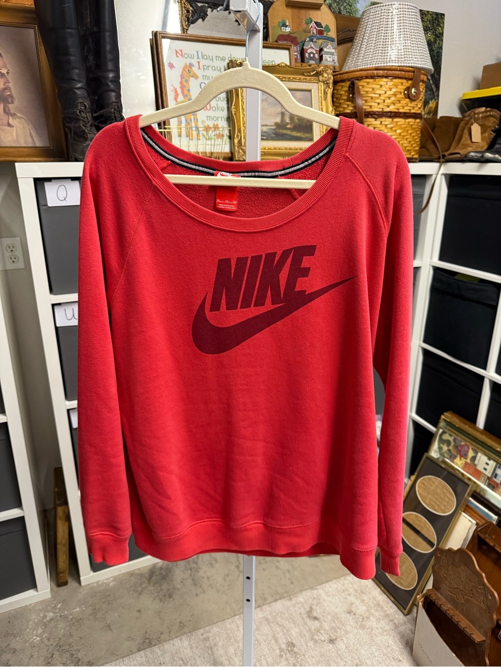 Nike Women’s Red Swoosh Logo Crewneck Sweatshirt